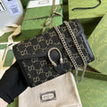 gg Dionysus gg Mini Chain Bag Black And Ivory gg Denim Jacquard For Women 8in/20cm 401231 UN3BN 1274
