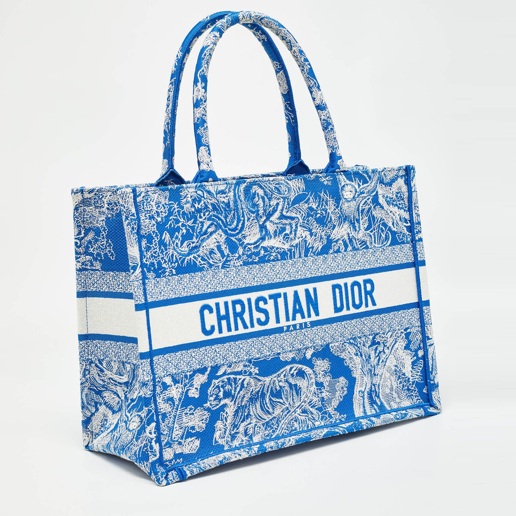 Dior  Embroidered Canvas Medium Toile De Jouy Book Tote