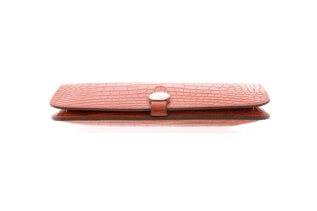 HermÃƒÆ’Ã‚Â¨s 2014 Orange Dogon Duo Alligator Wallet/ Clutch