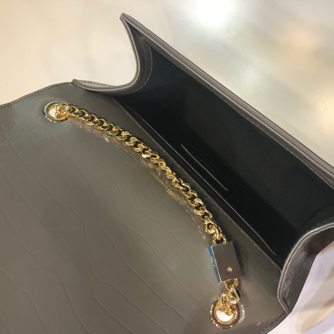 YSSL Kate Small Chain Bag With Tassel In Embossed Green For Women 7.8in/20cm YSL 