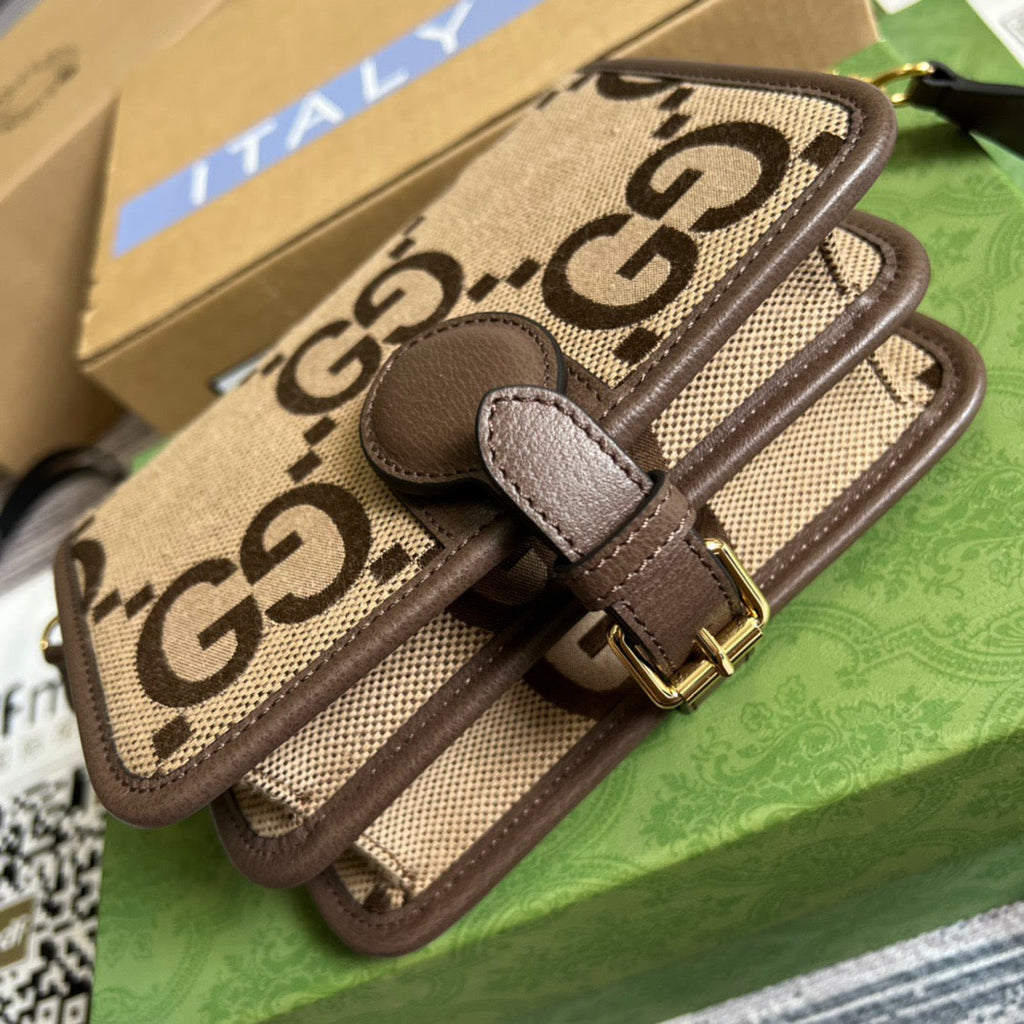 gg Ophidia Mini Jumbo gg Bag Camel And Ebony Jumbo gg Canvas  For Men 4.7in/12cm gg 