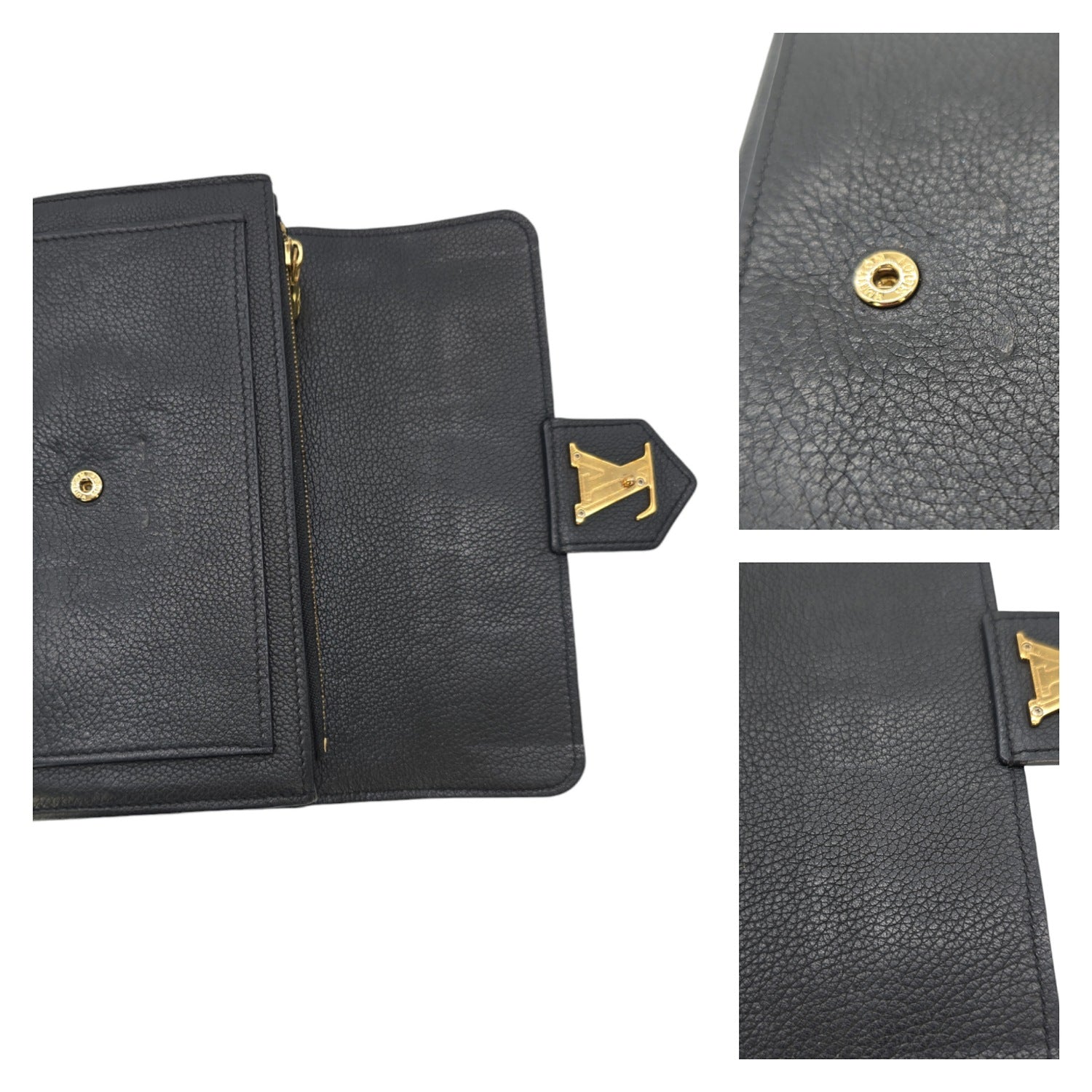 Louis Vuitton Black Calfskin LockMe Long Wallet