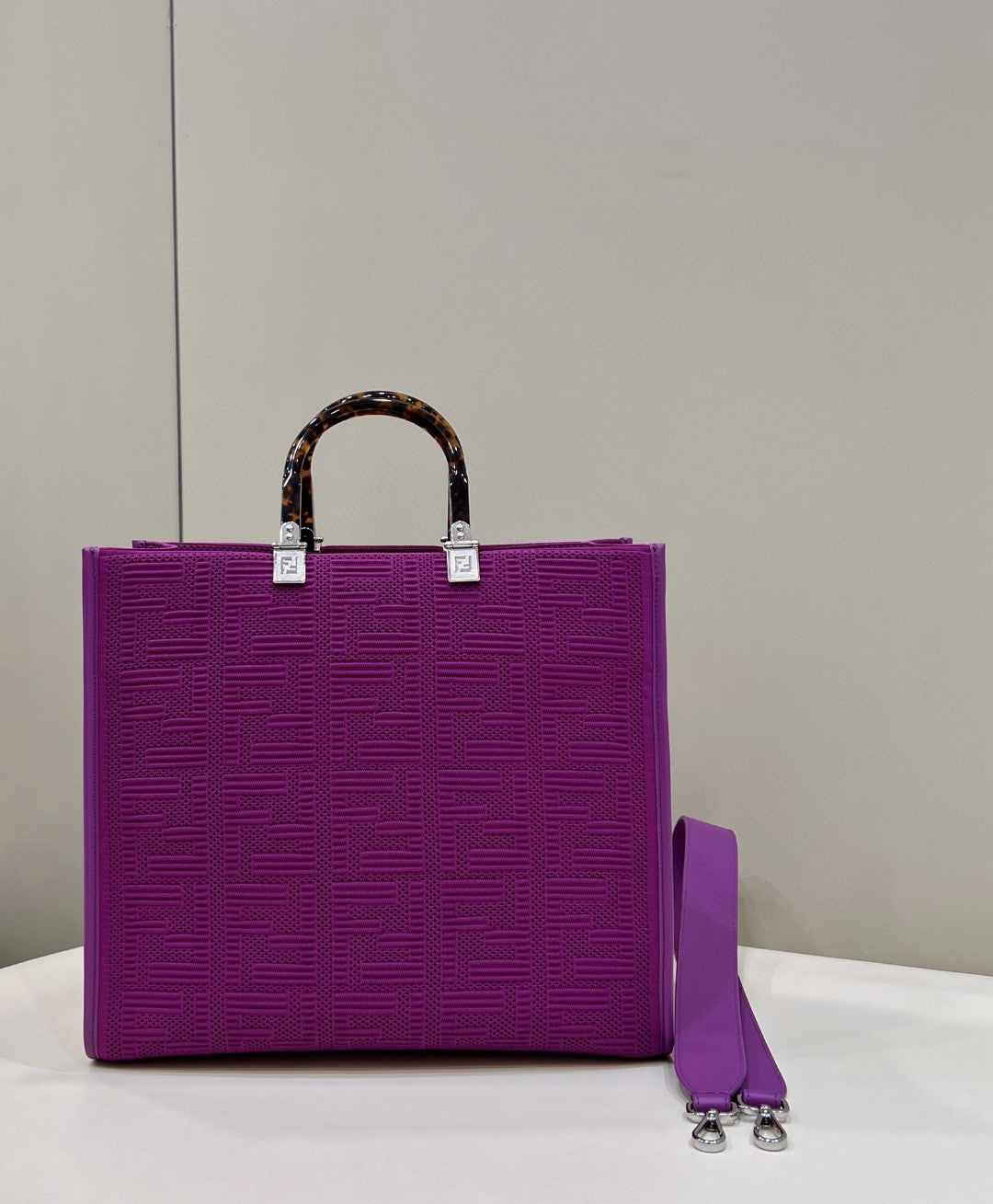 FI Sunshine MeGLAMIum Purple FF fabric shopper Bag For Woman 31cm/12in 8BH386AHWCF037T