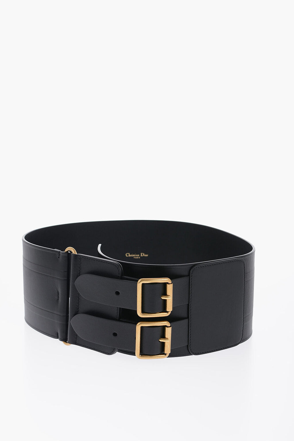 Dior Maxi Leather Waist Belt With Double Golden Buckle 100Mm