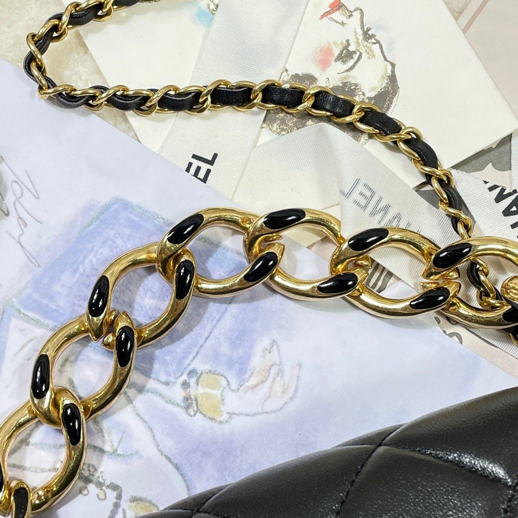 CHLLarge Flap Bag Gold Hardware Black For Women, Women’s Handbags, Shoulder Bags 9.1in/23cm AS3367