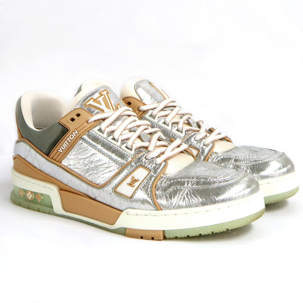 Louis Vuitton LV Trainer Line Trainers 7 26.0cm Silver Beige Virgin Brown  Shoes