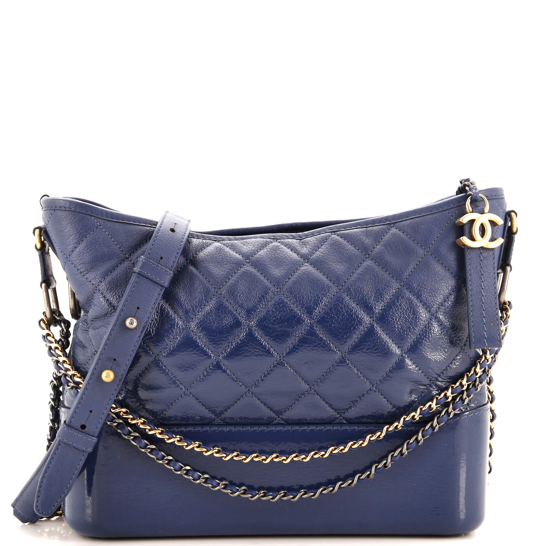 CHANEL Gabrielle Hobo Quilted Goatskin and Patent Medium