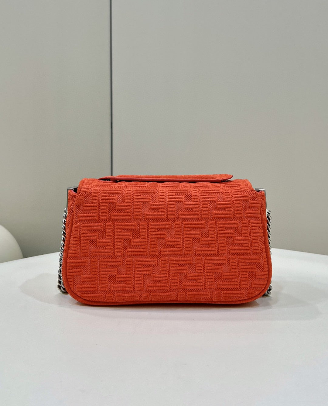 FI Baguette Chain MiGLAMI Red FF Fabric Bag For Woman 14.5cm/6in 8BR793AHW5F1F2I