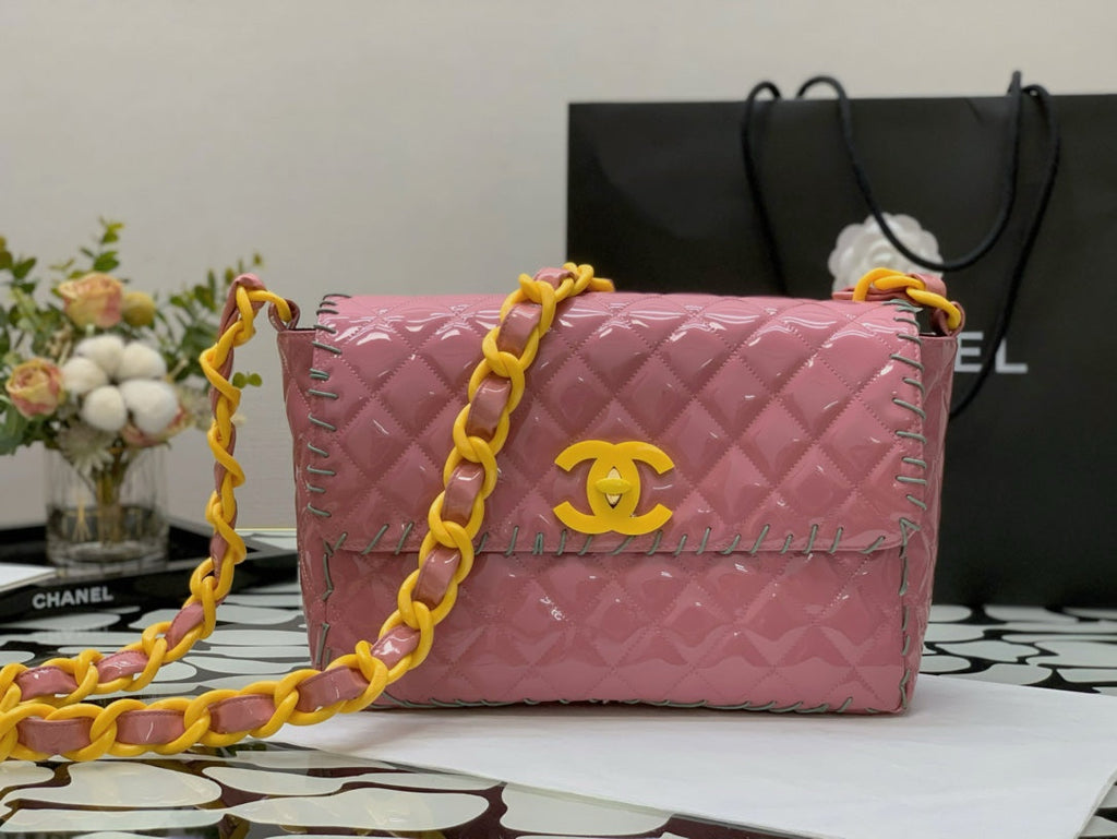 CHLVinyl Classic PiNike and Yellow Shoulder bag For Women 29cm/11.5in