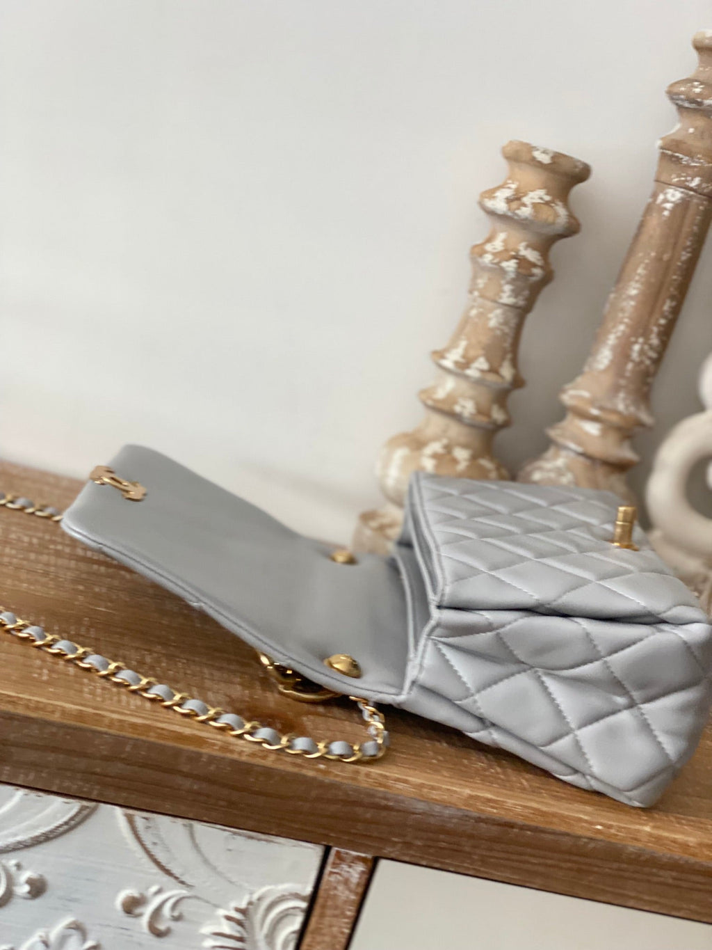 CHLLarge Flap Grey Bag For Women 23cm/9in