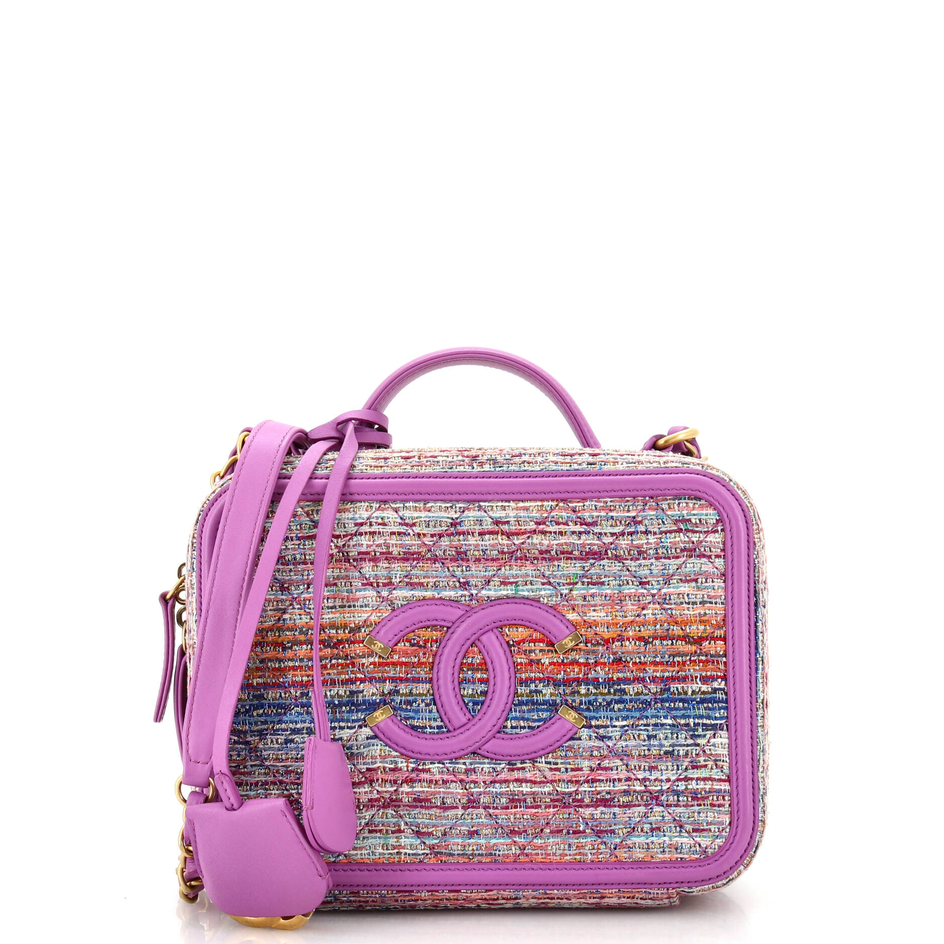CHANEL Filigree Vanity Case Quilted Tweed Medium