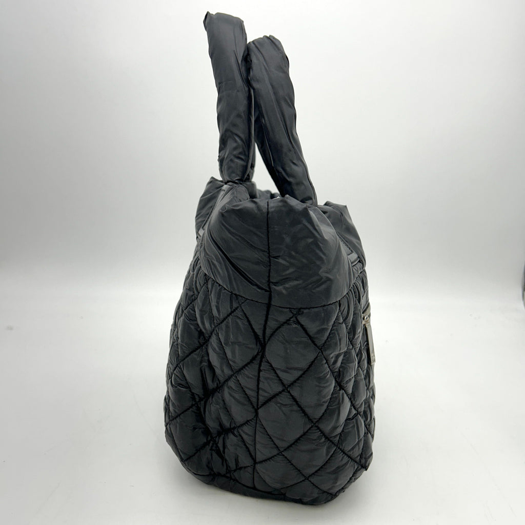 Pre-owned CHANEL Nylon Quilted Small Coco Cocoon Tote Black  LA1465