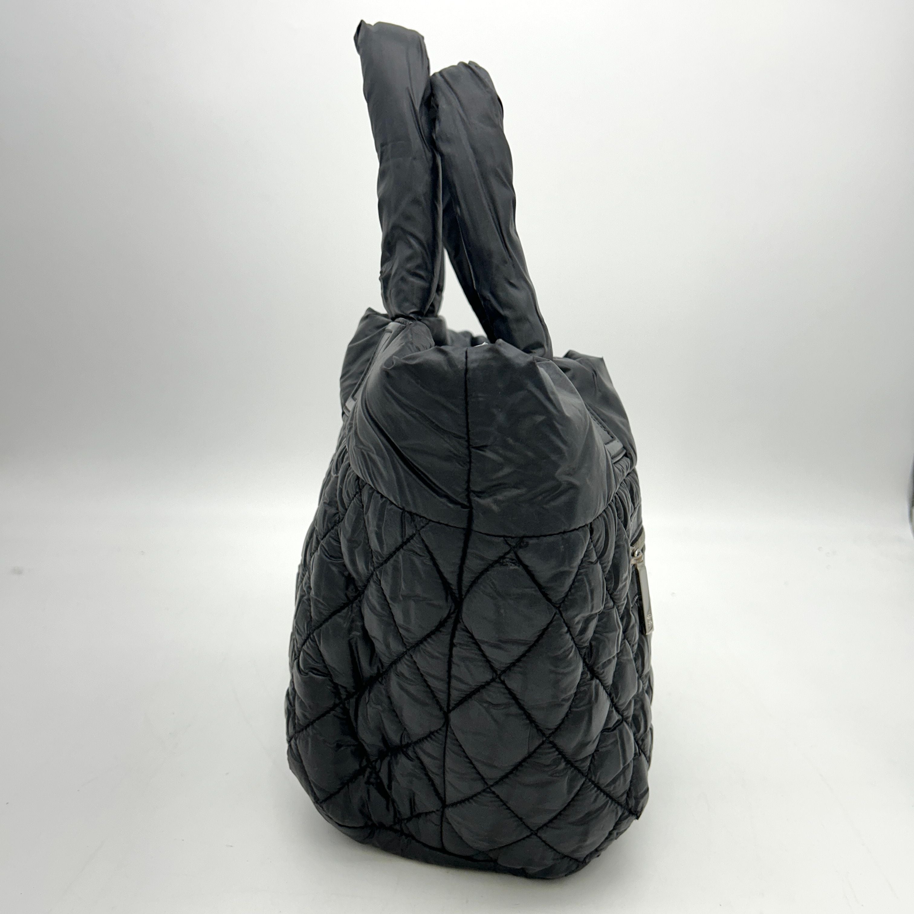 Pre-owned CHANEL Nylon Quilted Small Coco Cocoon Tote Black  LA1465