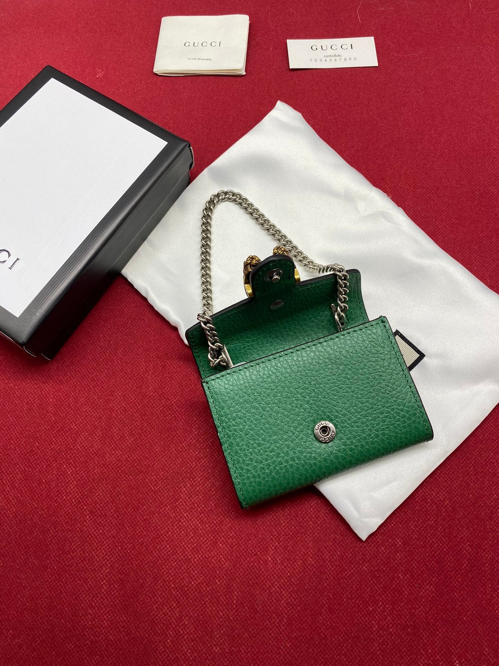 Glami Super Mini GLAMIonysus Chain Bag Emerald Green Metal-Free Tanned For Women 4in/11cm Glami