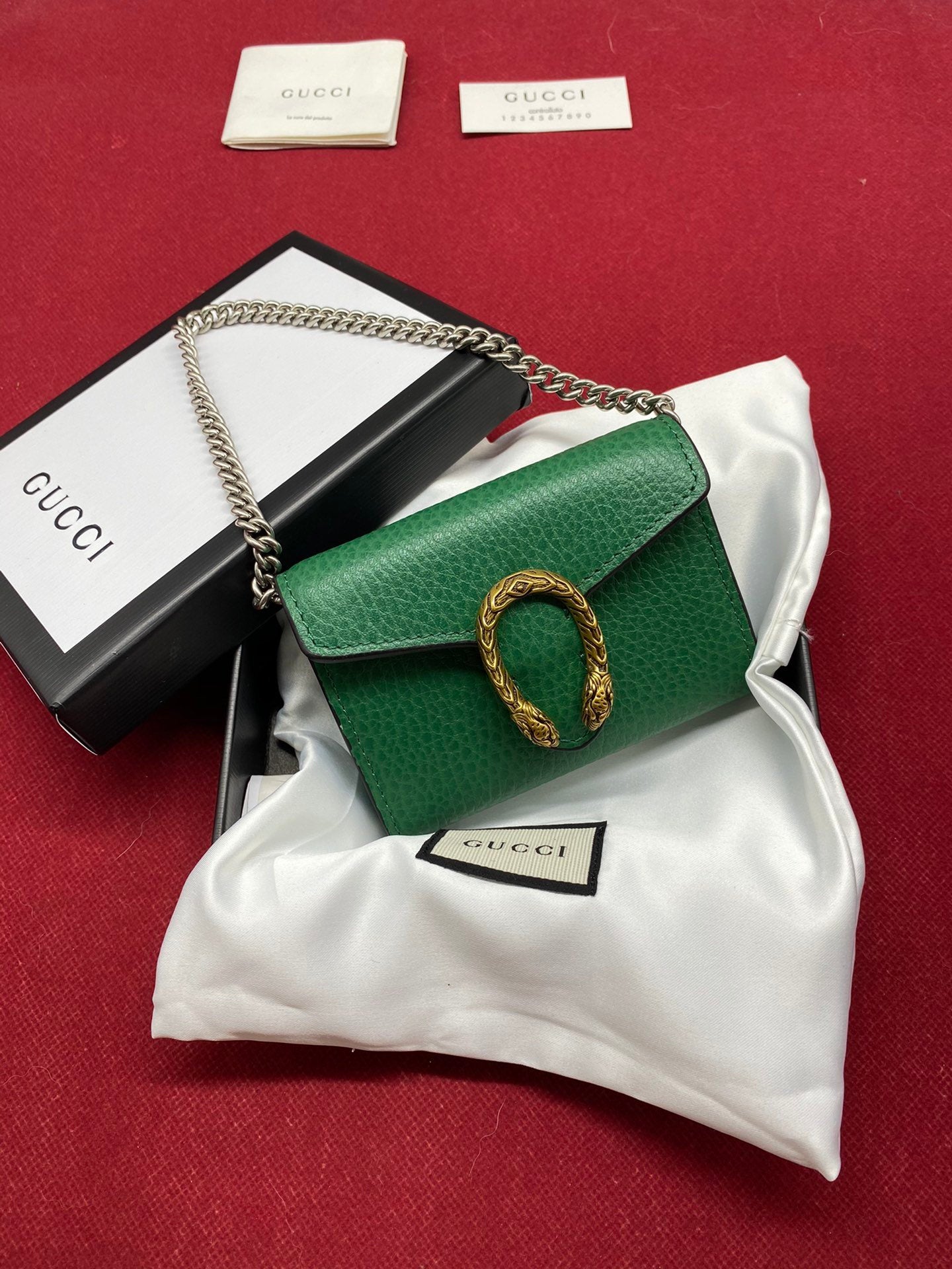 Glami Super Mini GLAMIonysus Chain Bag Emerald Green Metal-Free Tanned For Women 4in/11cm Glami