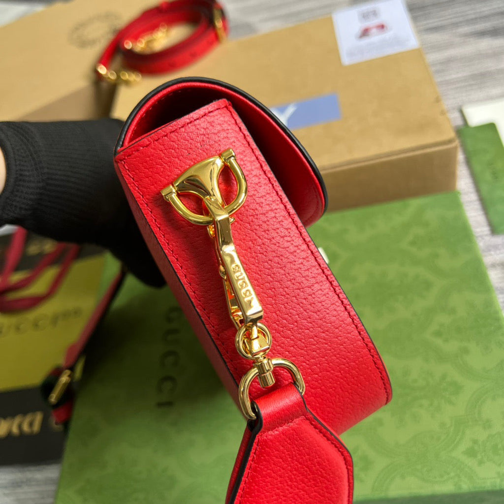 gg x Adidas Horsebit 1955 Mini Bag Red For Women, Women’s Bags 8.1in/21cm gg 658574 U3ZDG 6563