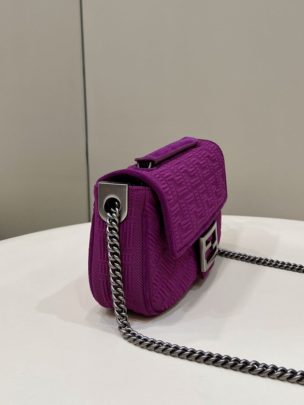 FI Baguette Chain MiGLAMI Purple FF Fabric Bag For Woman 14.5cm/6in 8BR793AHW5F1GEH