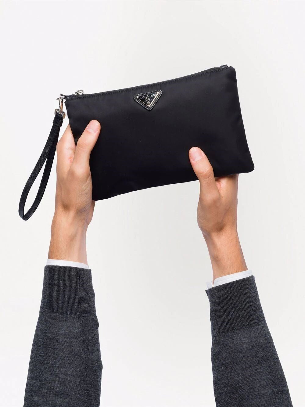 Prada Men Re-Nylon And Saffiano Leather Pouch