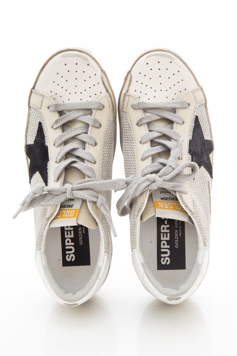 Golden Goose Grey Netting Black Star Super Star Sneakers SZ 35