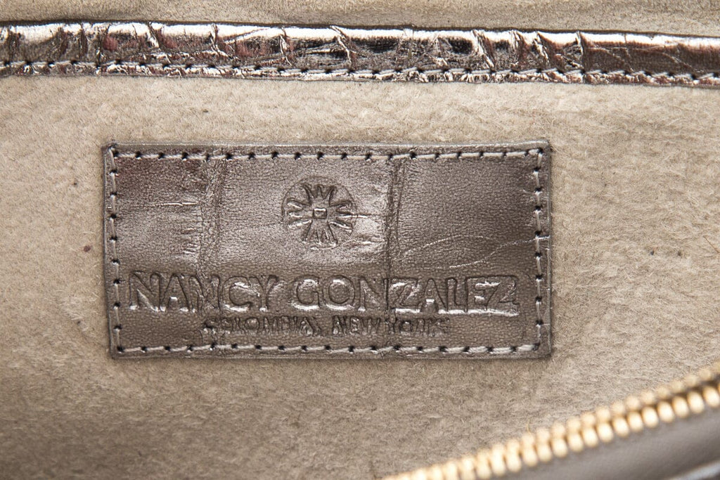 Nancy Gonzalez Silver Croc Envelope Cross-Body