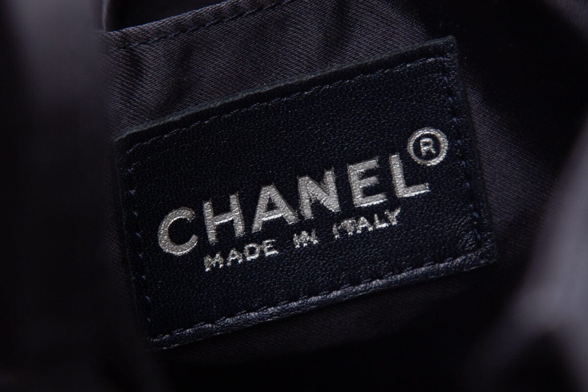 Chanel Black Satin & Pearl Stud Detail Handbag