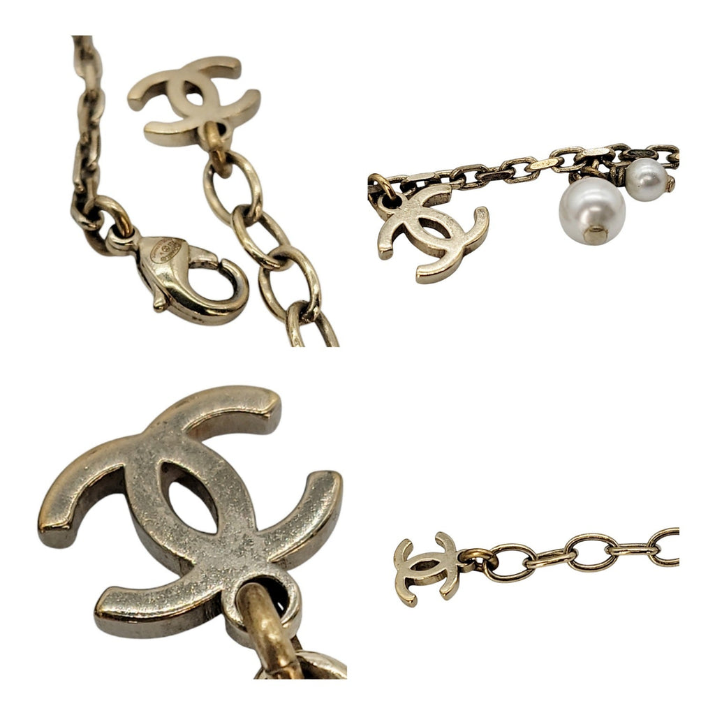 CHANEL CC Faux Pearl Station Bracelet / Anklet