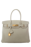 HermÃƒÆ’Ã‚Â¨s Birkin 30 Beton Clemence GHW #A Full Set  Handbag