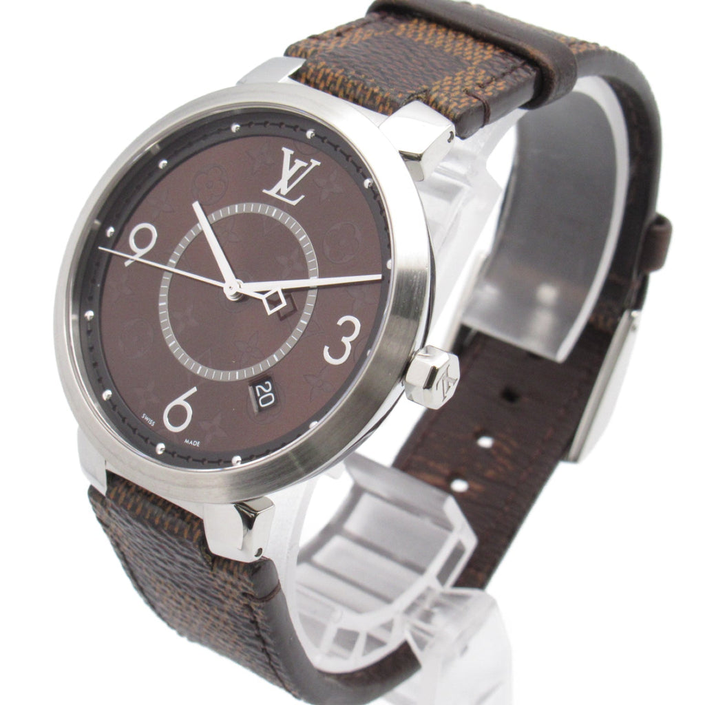Louis Vuitton Louis Vuitton Tubular Slim  Stainless Steel Leather Belt Men Brown  QA005