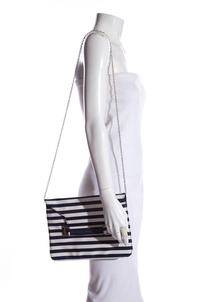 No Label Navy & White Stripe Envelope Cross-Body