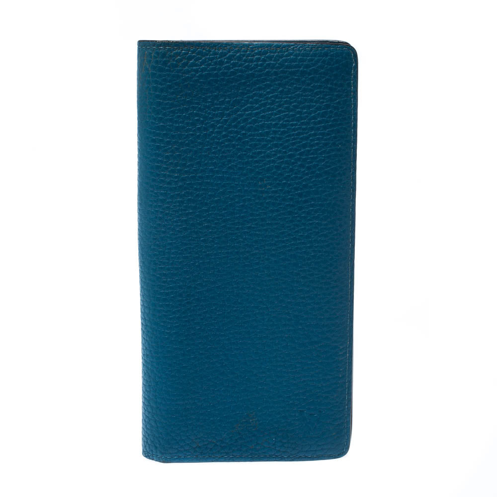 Louis Vuitton Blue Taurillon Leather Brazza Wallet..