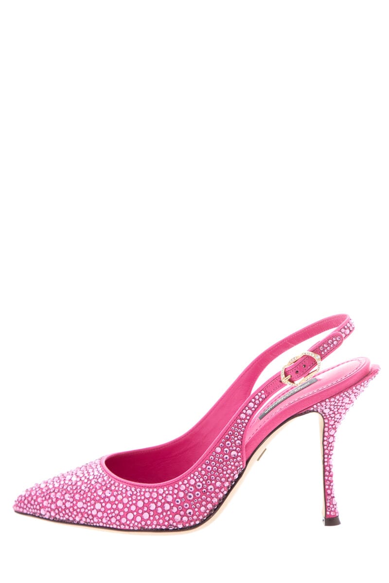 Dolce & Gabbana Pink leather Crystal Embellished Heels SZ 37.5