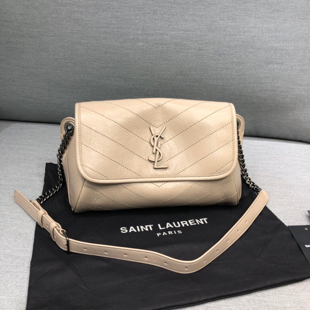 GLAMI Niki MeGLAMIum Crinkled Shoulder Bag Beige For Women 11in/28cm YSL
