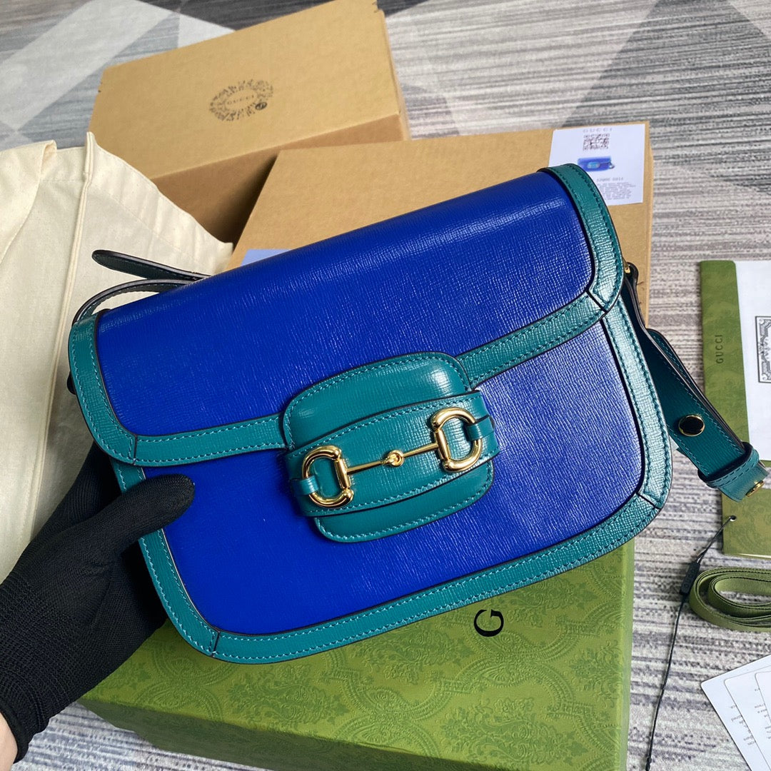 gg Horsebit 1955 Shoulder Bag Blue For Women, Women’s Bags 9.8in/25cm gg