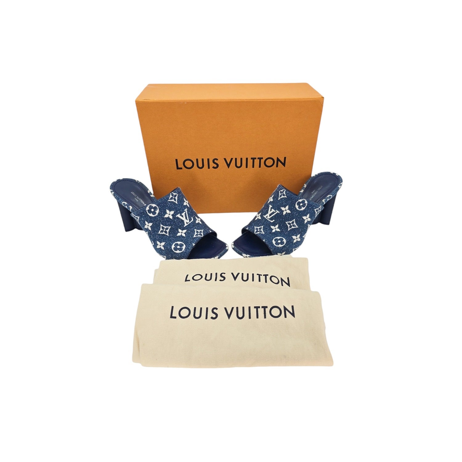 Louis Vuitton Denim Monogram Silhouette Mules size 38.5