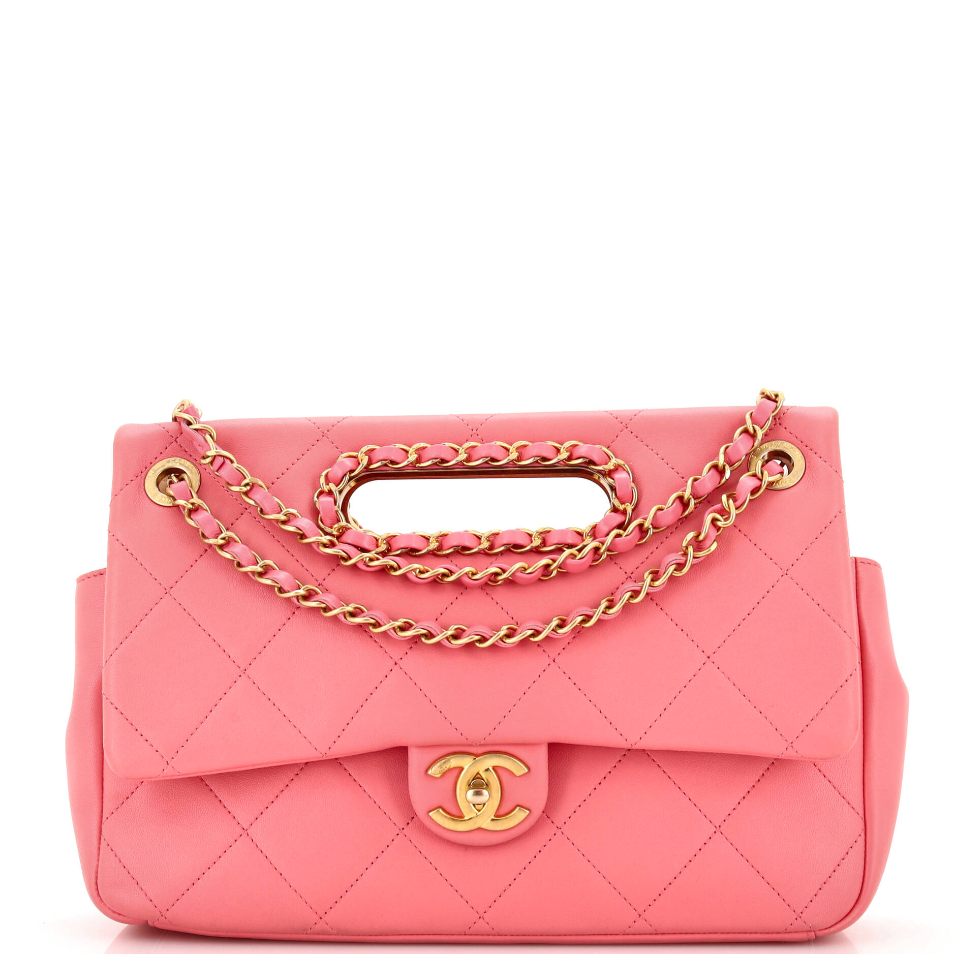 CHANEL A Real Catch Flap Bag Quilted Lambskin Large