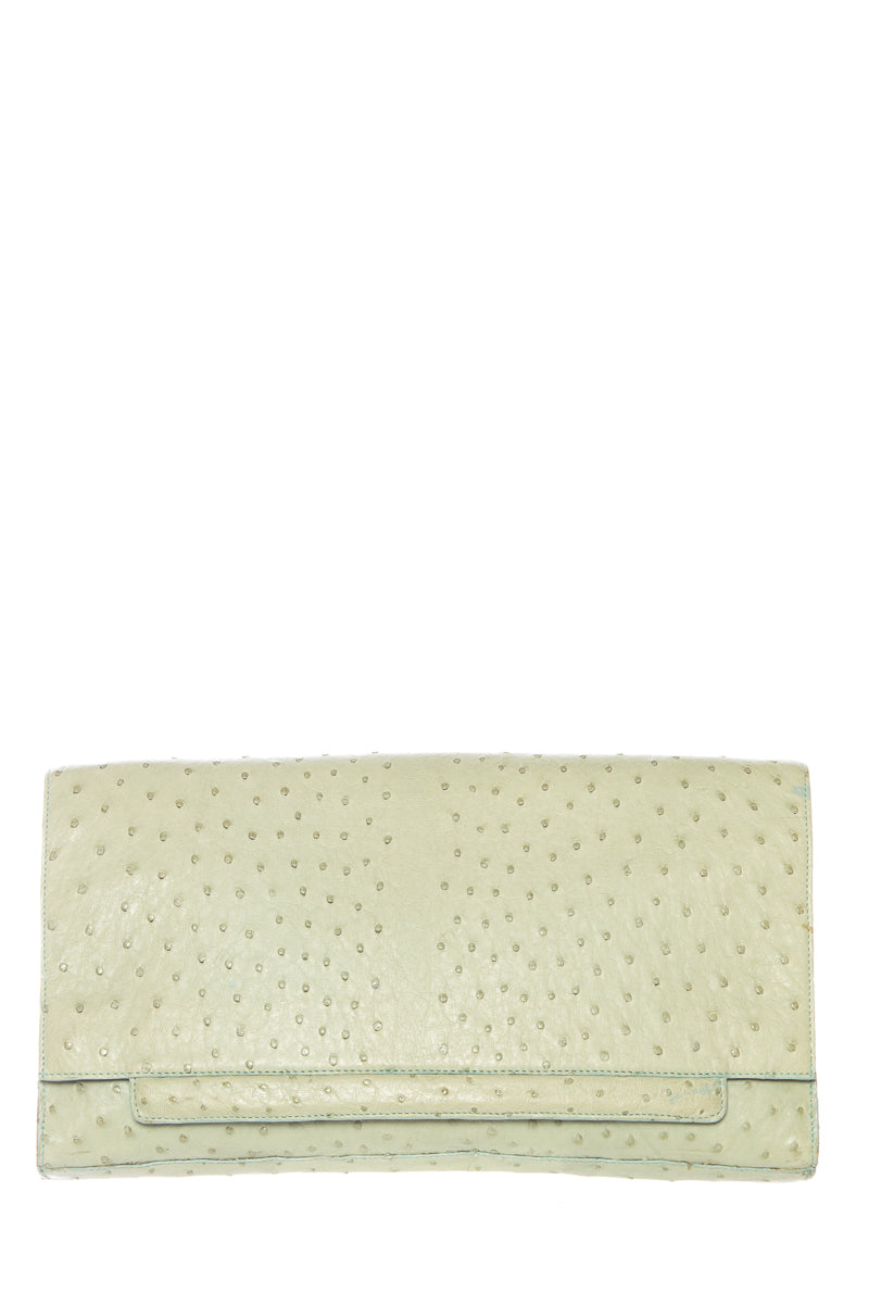Nancy Gonzalez Sage Green Ostrich Rectangle Cross-Body