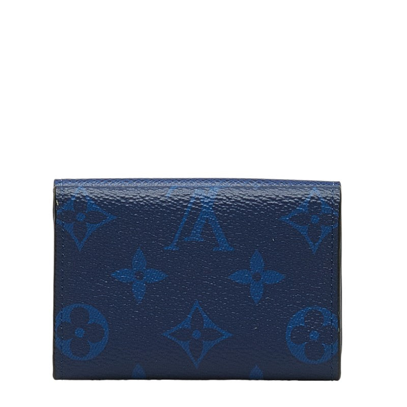 Louis Vuitton Monogram Taiga Dialovery Three Fed Wallet Compact Wallet M67620 Cobalt Blue PVC Leather Men LOUIS VUITTON