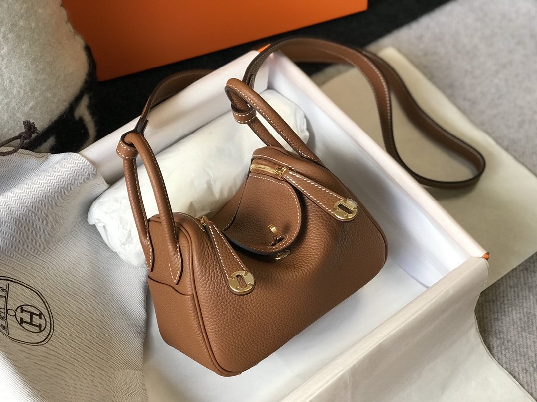 GLAMI Mini Lindy Brown For Women Gold Toned Hardware 7.5in/19cm