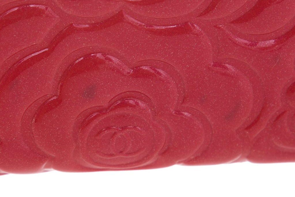 Chanel Pink Camellia Embossed Patent Leather Wallet