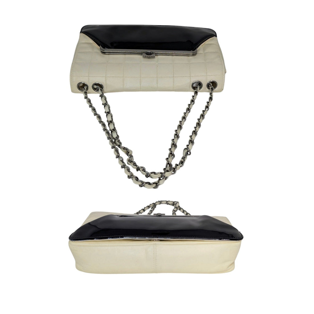 Chanel 2006 Chocolate Bar Lambskin Bicolor Kiss-Lock Flap