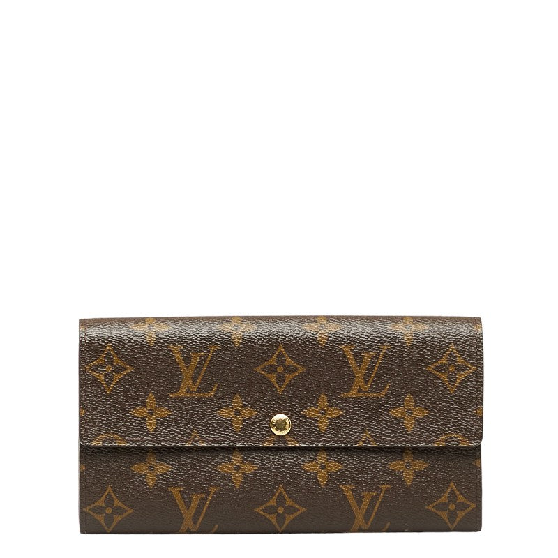 Louis Vuitton Monogram Portefolio Sarah Long Wallet M61726 Brown PVC Leather  Louis Vuitton