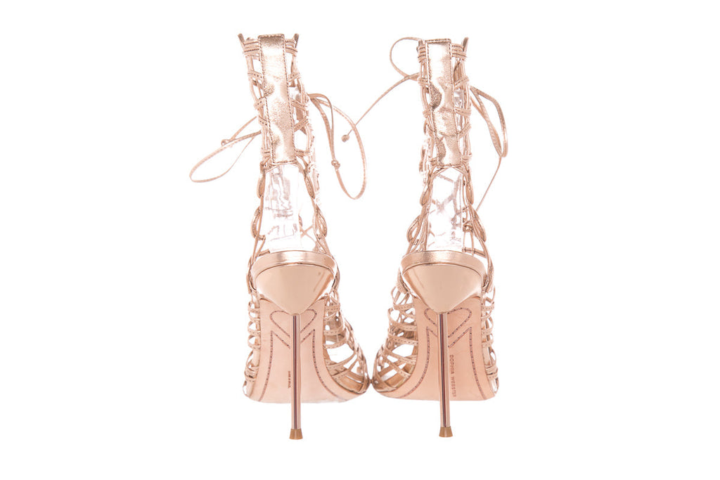 Sophia Webster Rose Gold Leather Lace up Heels SZ 37