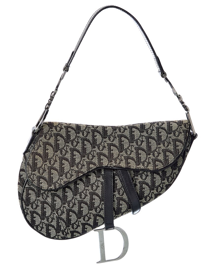 Dior Black Canvas Oblique Saddle Bag ( )