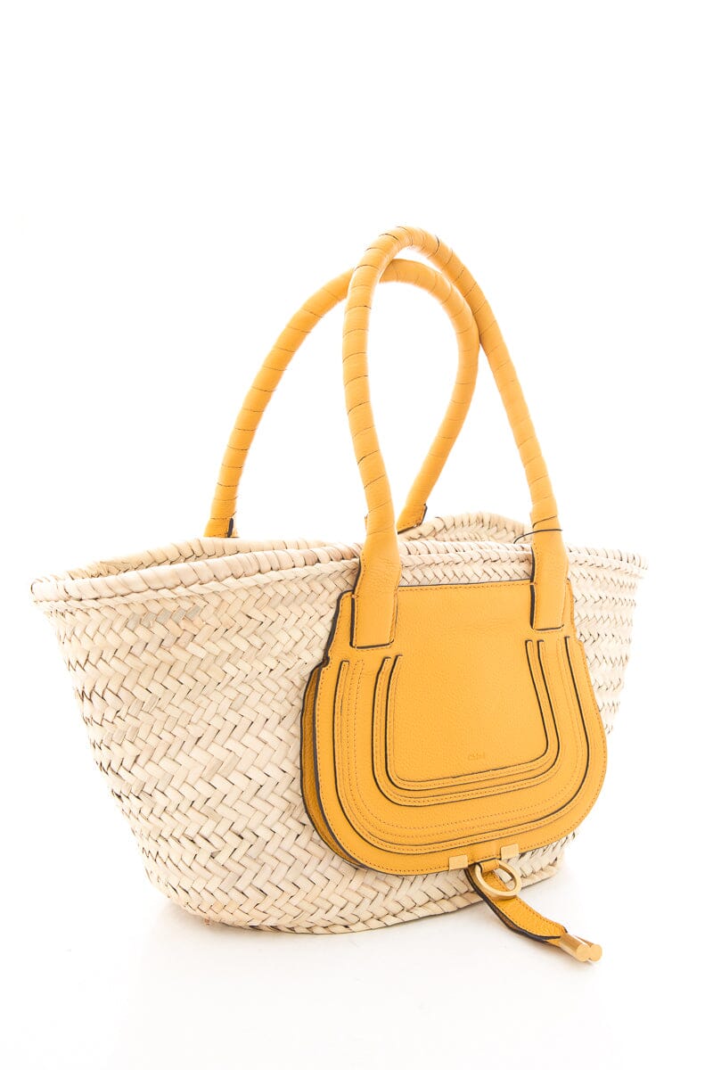 Chloe Marcie Basket Yellow Raffia Handbag