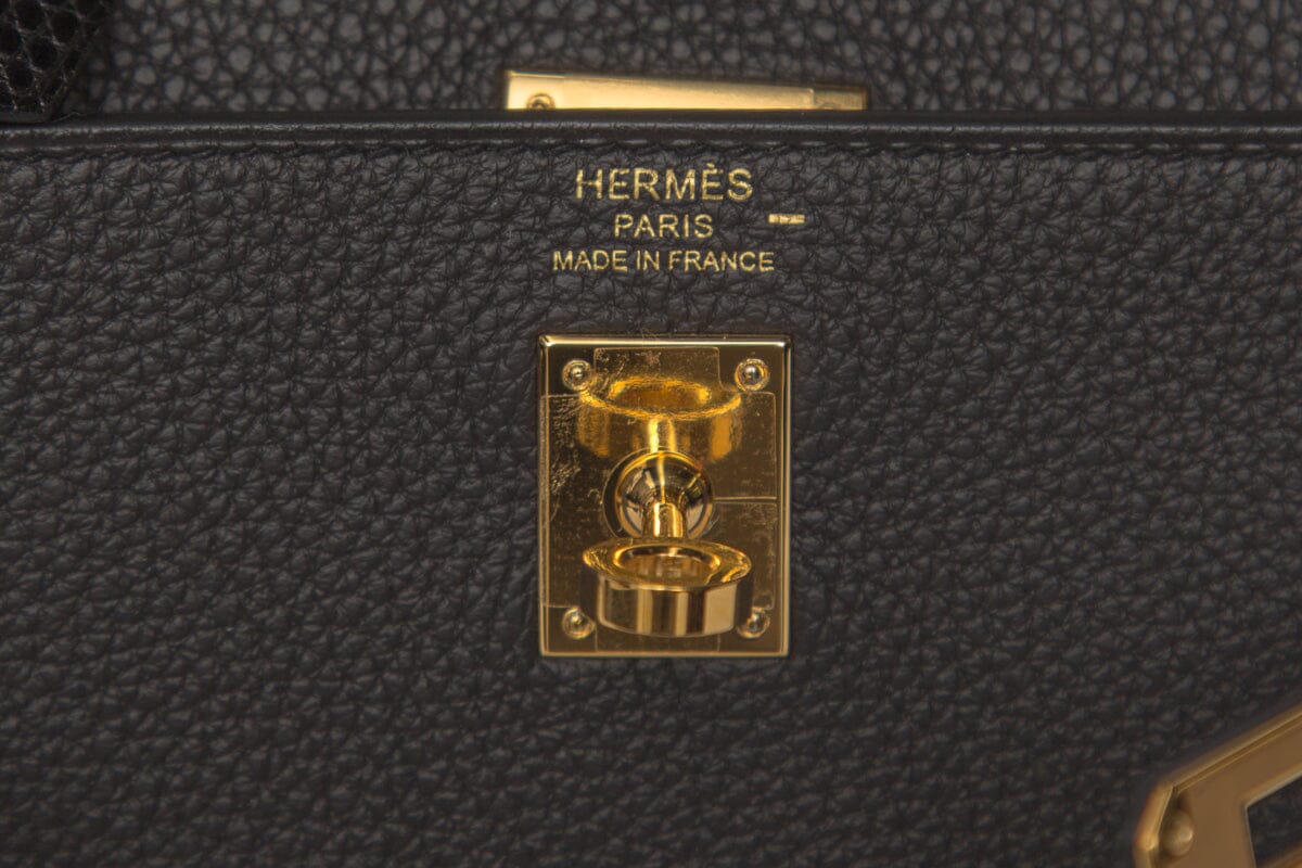 HermÃƒÆ’Ã‚Â¨s 2021 Noir Togo Kelly II Touch Retourne 25 GHW Lizard Handbag