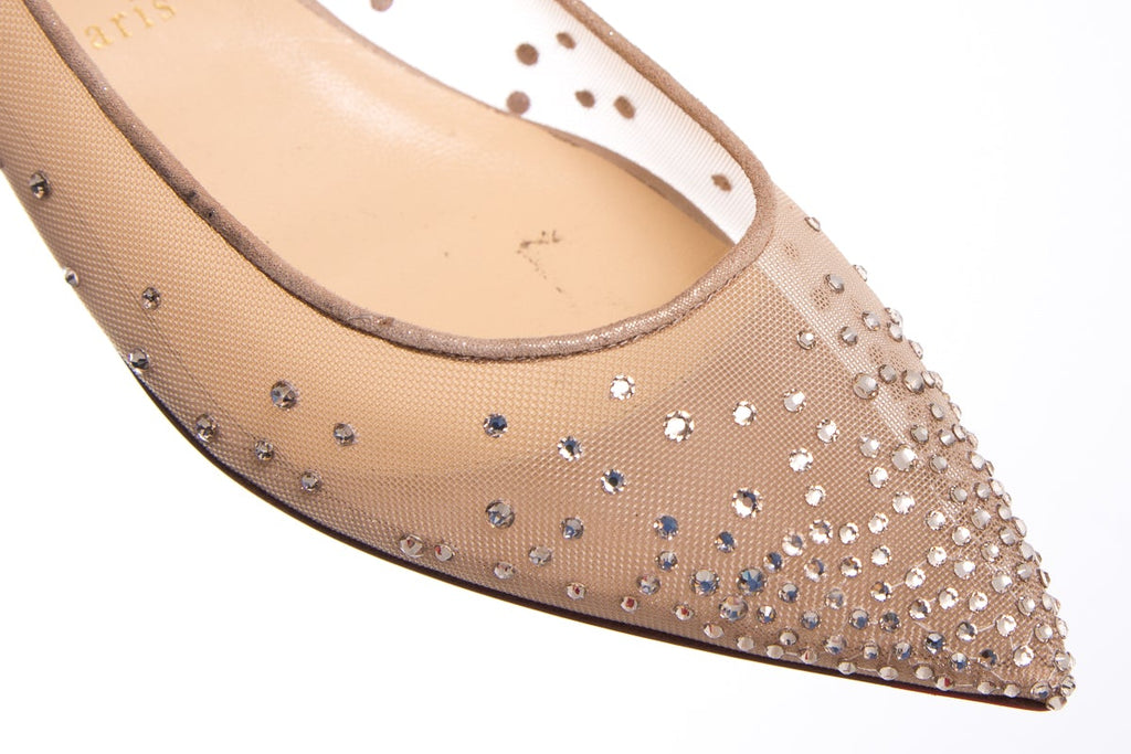 Christian Louboutin Nude Follies Strass Flats SZ 41