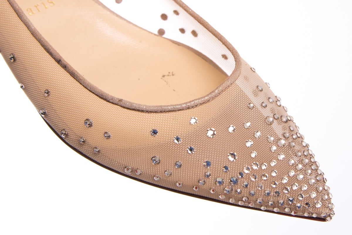 Christian Louboutin Nude Follies Strass Flats SZ 41