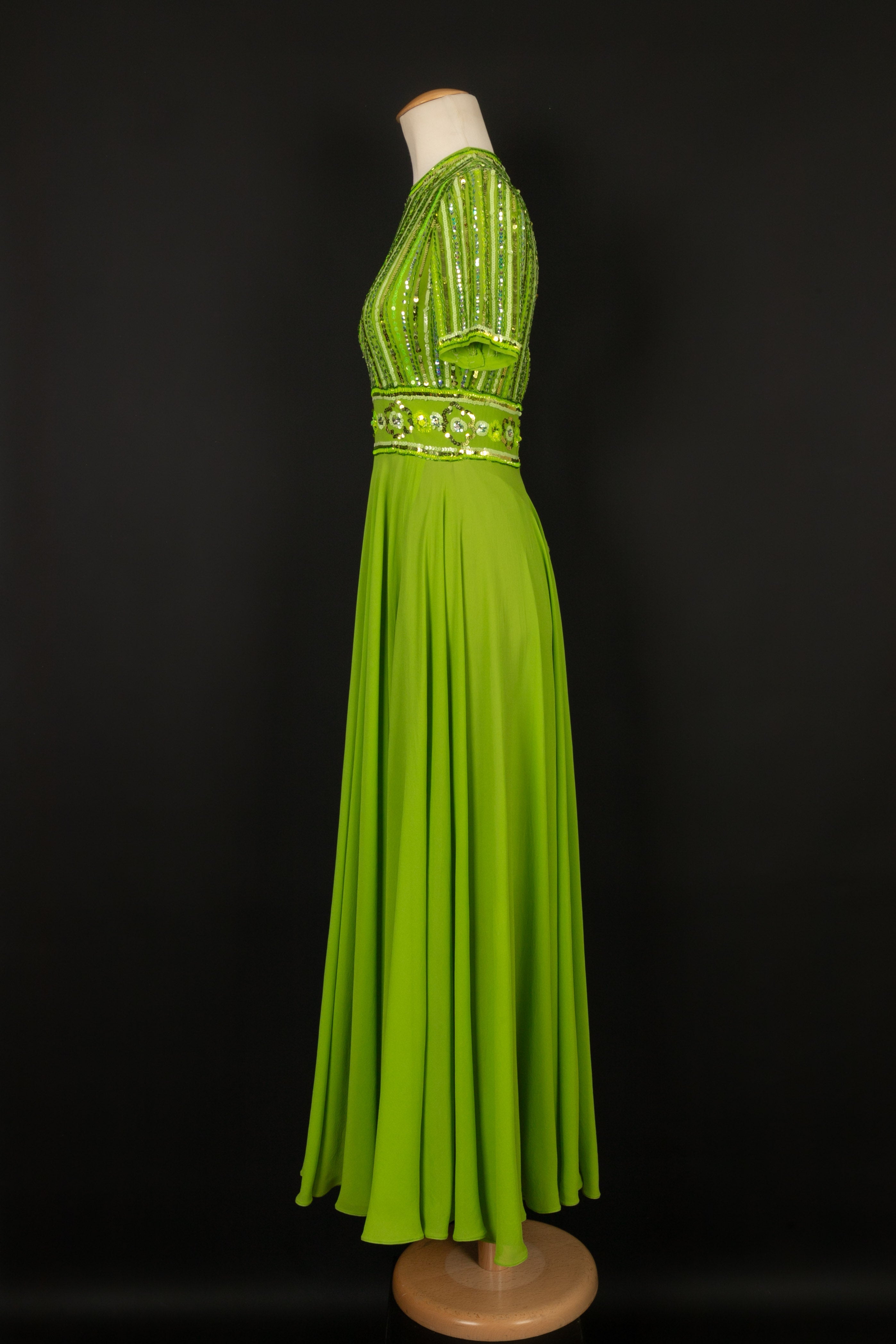 Robe verte en soie Carven