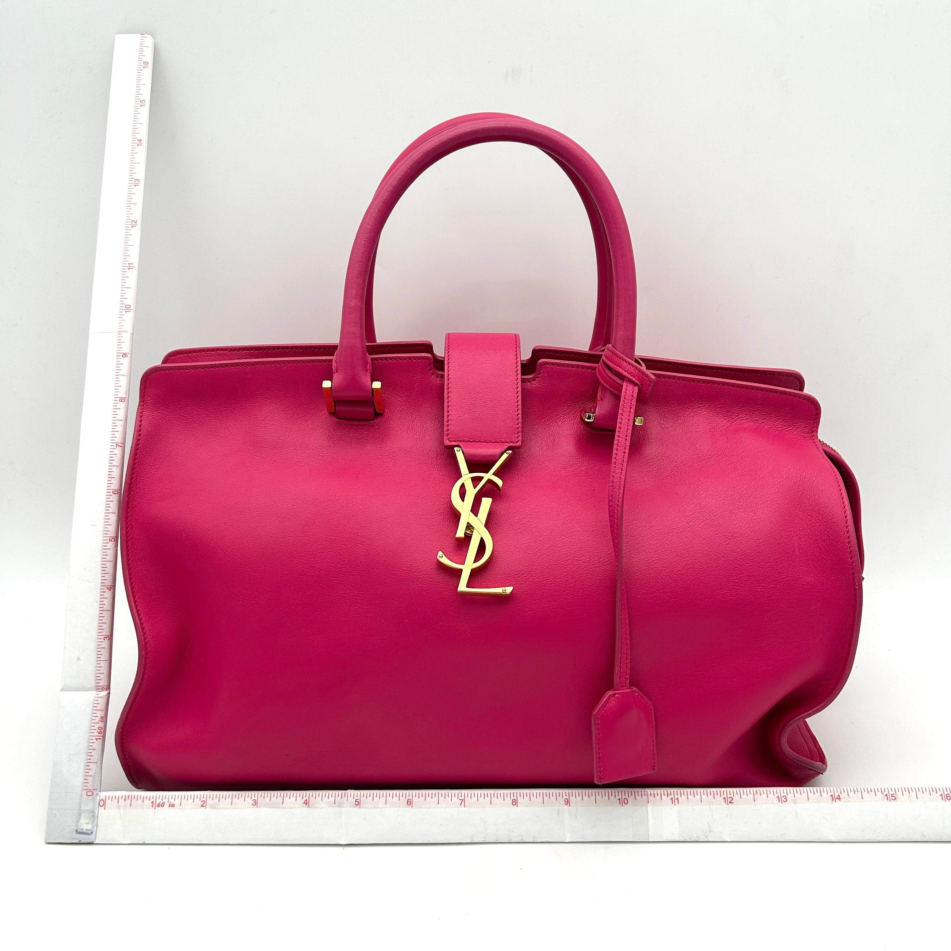 SAINT LAURENT Calfskin Small Monogram Cabas Fuchsia LA15533
