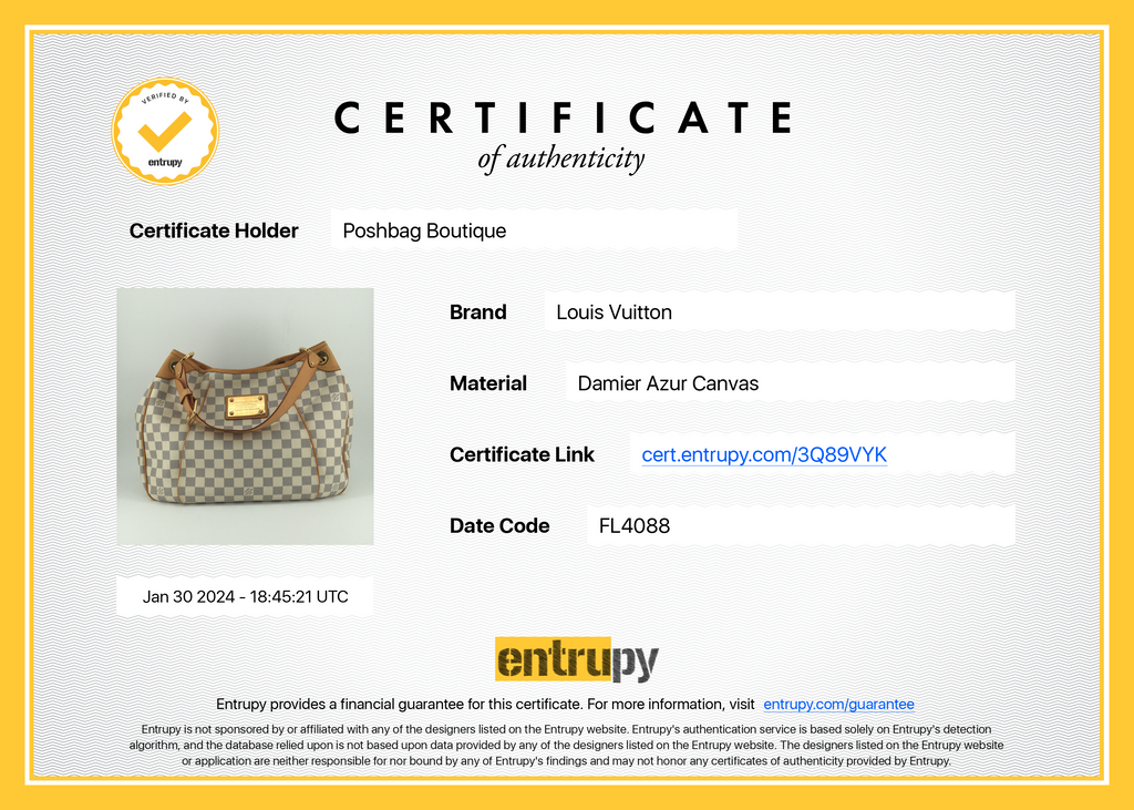 Louis Vuitto Galliera GM Damier Azur Canvas Bag